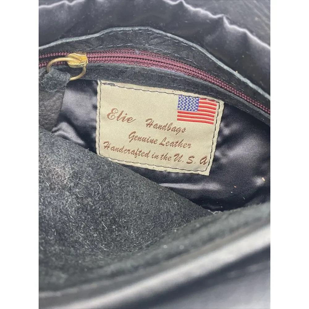 Elie Handbags Genuine Leather Crossbody Bag 9”x 7” Made in USA, Leather Purse - Picture 11 of 11